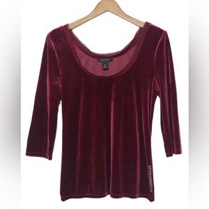 WHBM Velvet Burgundy Scoop neck Blouse / Size M